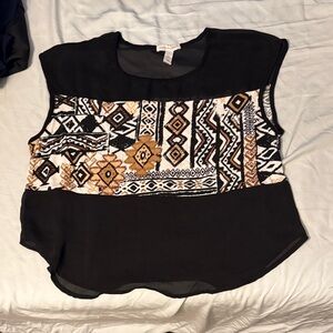 Black and Brown Patterned Women's Top